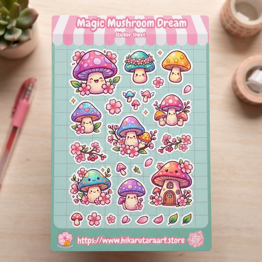 Magic Mushroom Dream Holographic Planner Sticker Sheet