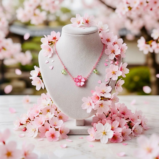 Natural Cherry Blossom Cute Kawaii Necklace | Aesthetic Pastel Jewelry Gift for Women & Teens