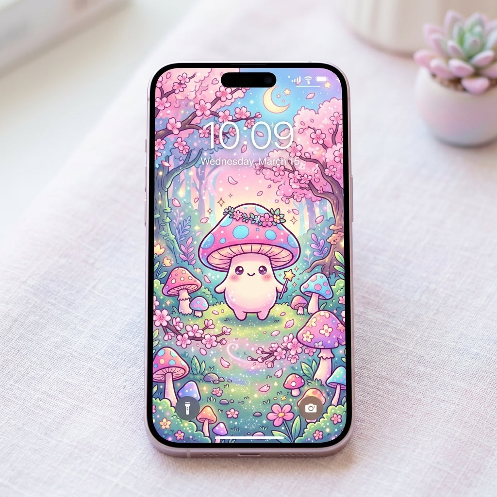 Magic Mushroom Glow Phone Wallpaper