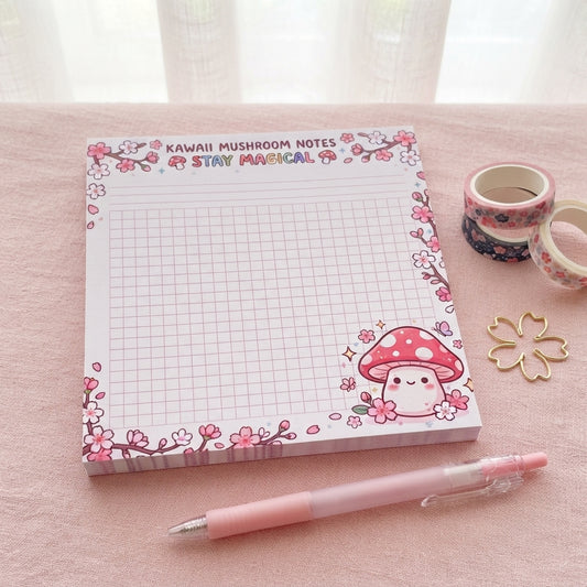 Kawaii Mushroom Notes: Stay Magical Notepad