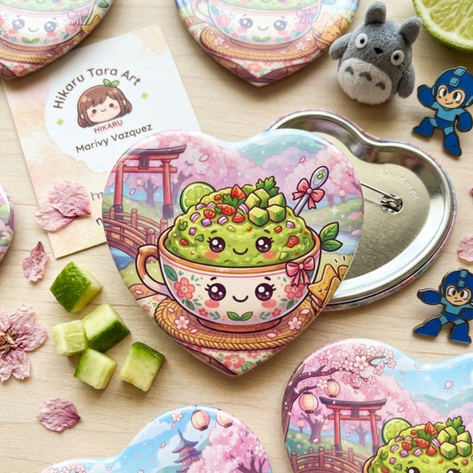 Kawaii Guac Heart Button Pin