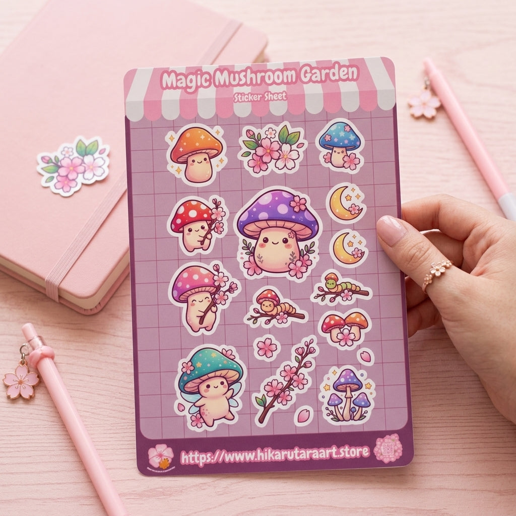 Magic Mushroom Garden Holographic Sticker Sheet