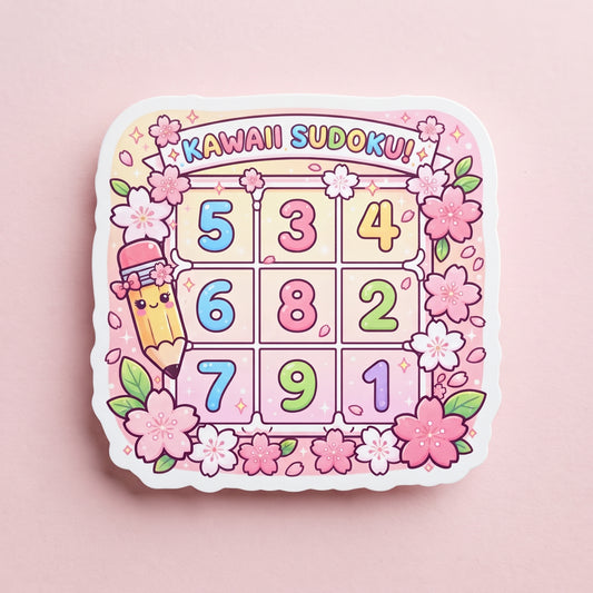 Kawaii Sudoku Holographic Vinyl Sticker