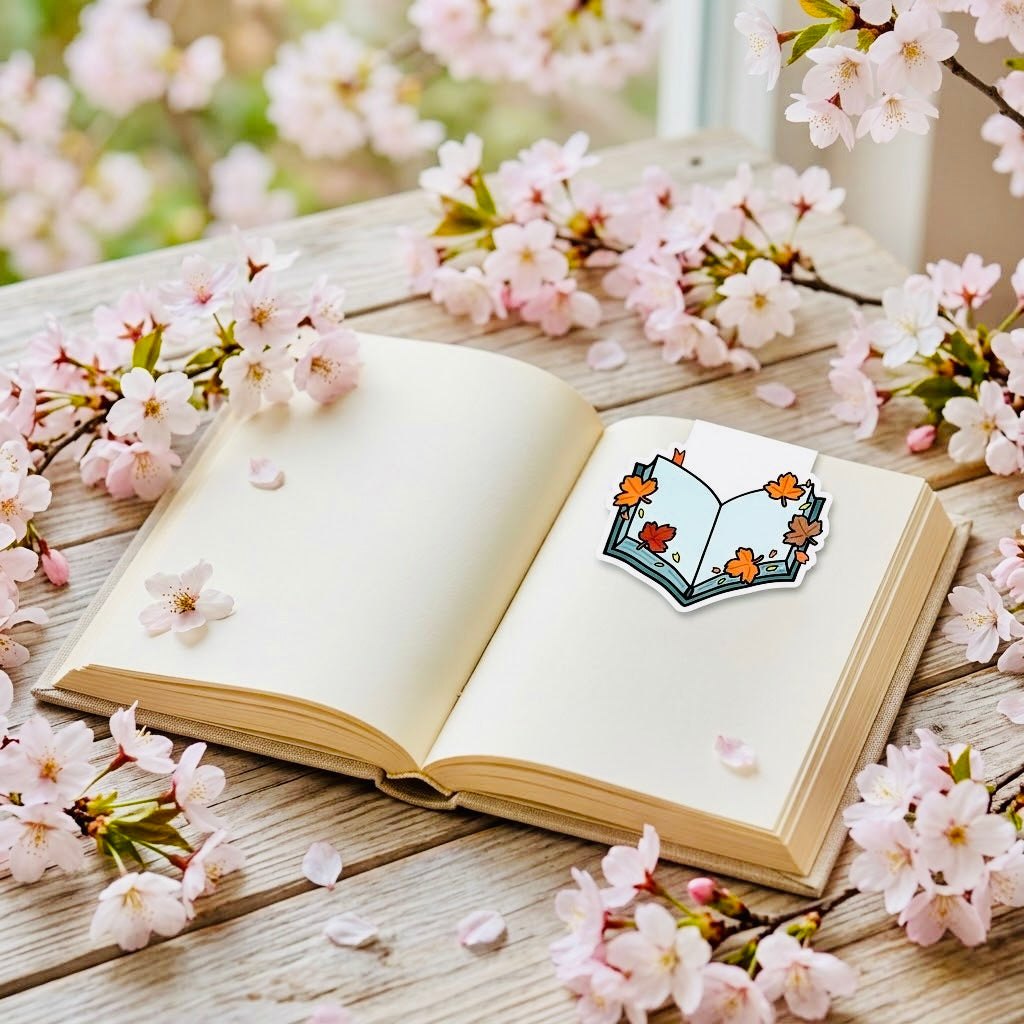 Autumn Leafy Open Book Adorable Kawaii Magnetic Bookmark | Cute Page Marker for Books & Planners