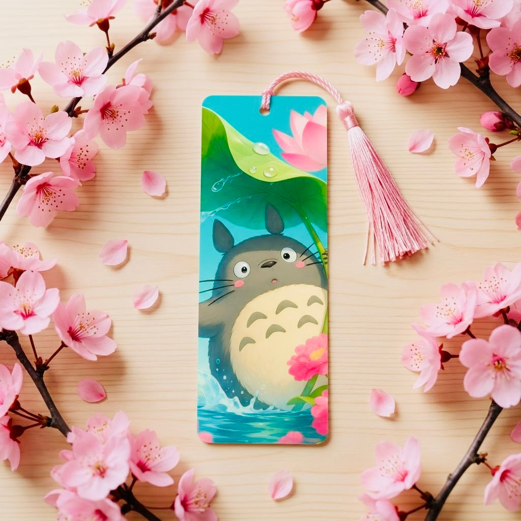 Totoro Spring Kawaii Anime & Pastel Art Bookmark (2” x 6”) – Glossy & Star Holographic Finishes | Cute Gift for Readers & Book Lovers