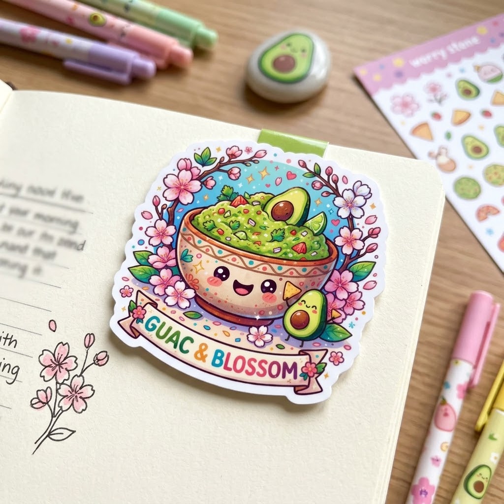 Guac & Blossoms Magnetic Bookmark