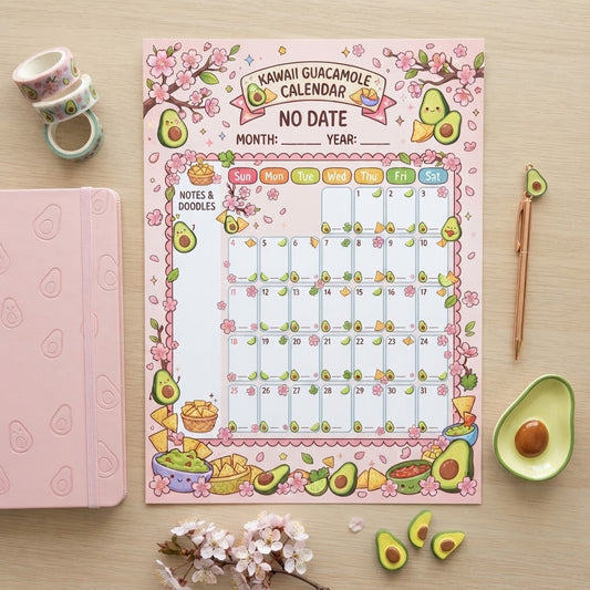 Kawaii Guacamole Digital Calendar