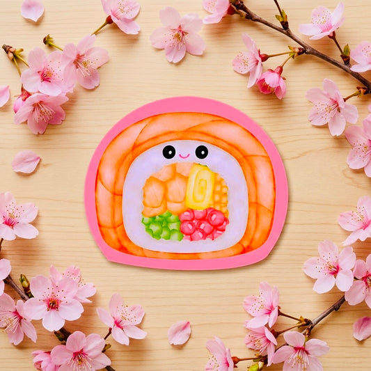 Kawaii Sushi Kawaii Glossy Vinyl Sticker | Waterproof 2.5" Cute Aesthetic Decal for Water Bottles, Laptops, & Journals