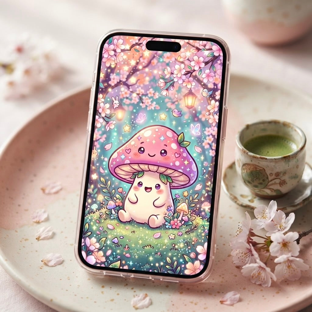 Magic Mushroom Glow Phone Wallpaper