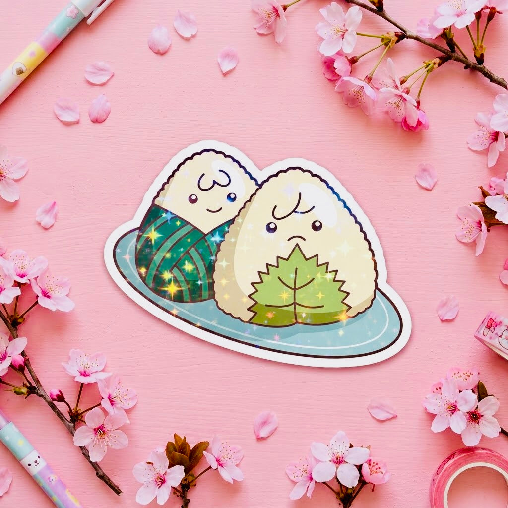 Onigiri Cuties Kawaii 2.5” Star Holographic Die-Cut Sticker | Cute Cosmic Aesthetic Decal