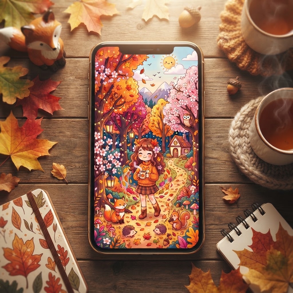 Cozy Autumn Trail Phone Wallpaper