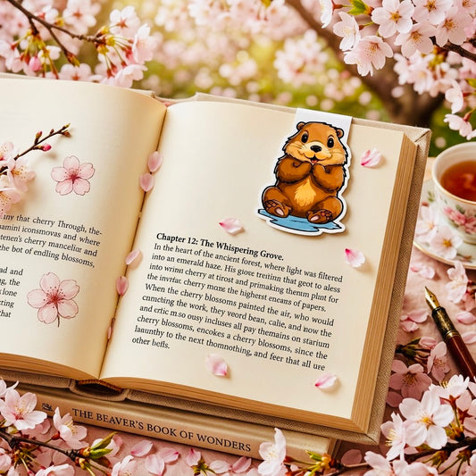 Cutie Beaver Adorable Kawaii Magnetic Bookmark | Cute Page Marker for Books & Planners