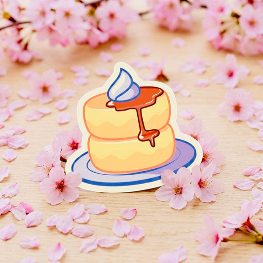 Fluffy Pancake Kawaii Glossy Vinyl Sticker | Waterproof 2.5" Cute Aesthetic Decal for Water Bottles, Laptops, & Journals