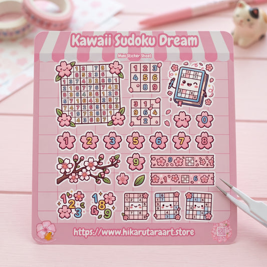 Kawaii Sudoku Dream Holographic Mini Sticker Sheet