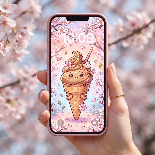 Lovely Coffee Ice Cream Digital Phone Wallpaper