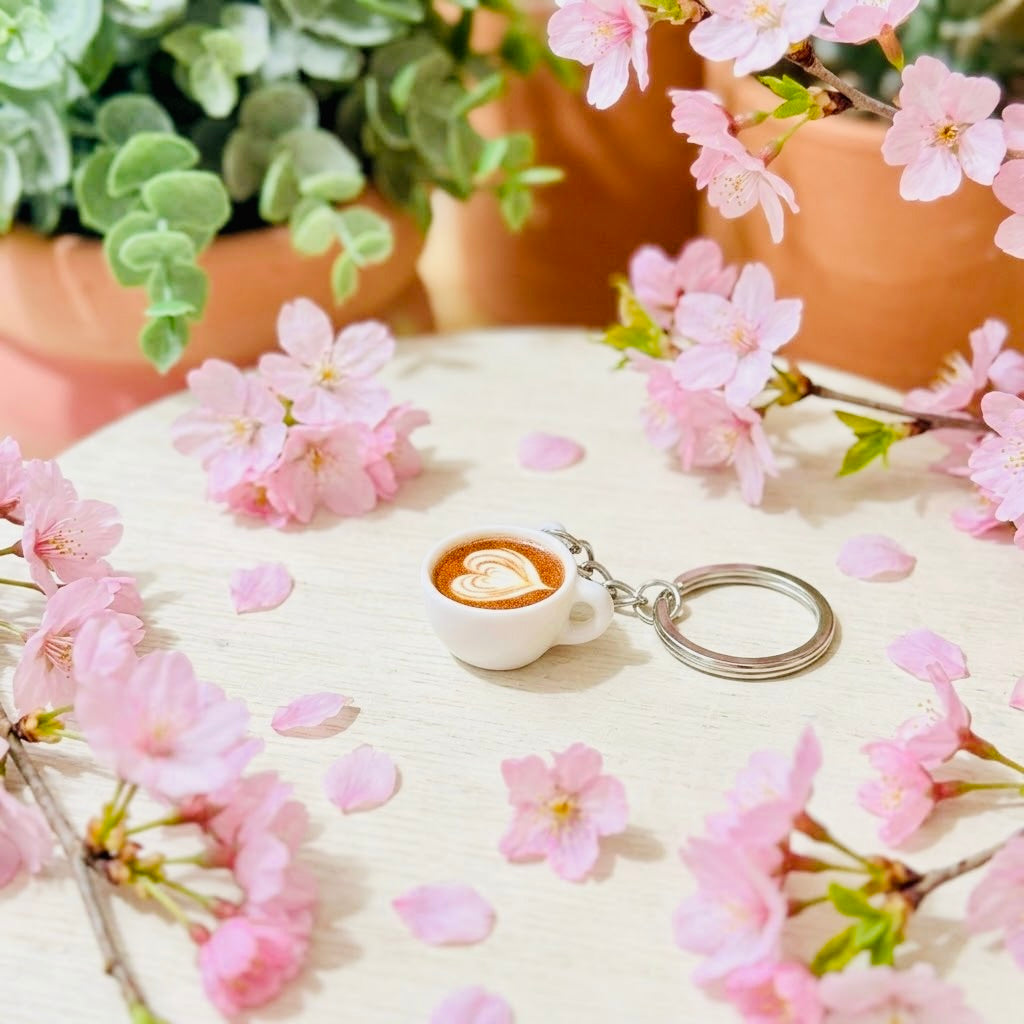 White Coffee Mug Keychain