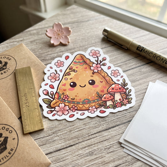 Samosa Smiley Holographic Vinyl Sticker