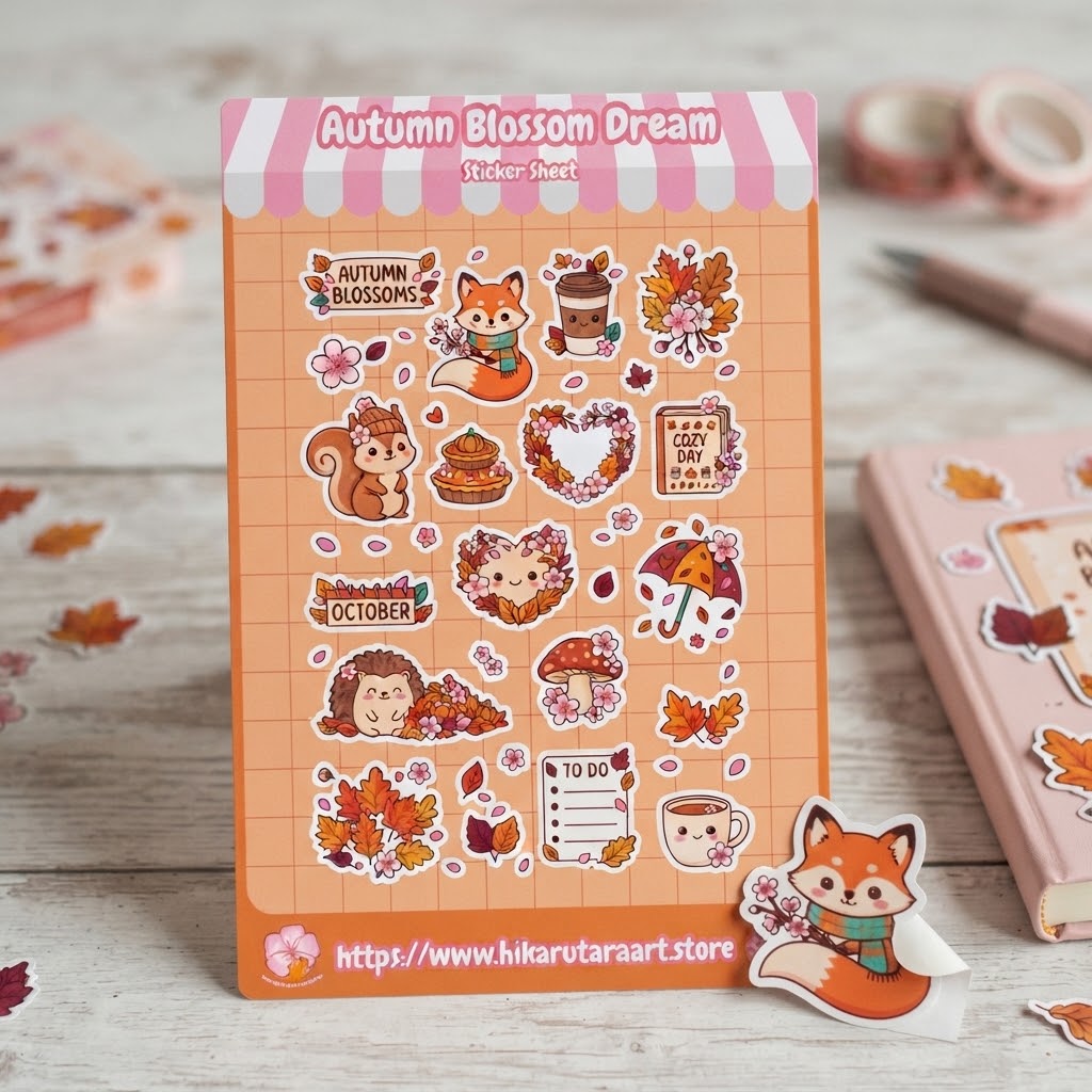 Autumn Blossom Dream Holographic Planner Sticker Sheet
