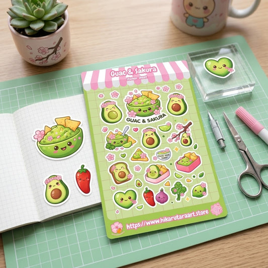 Guac & Sakura Holographic Planner Sticker Sheet