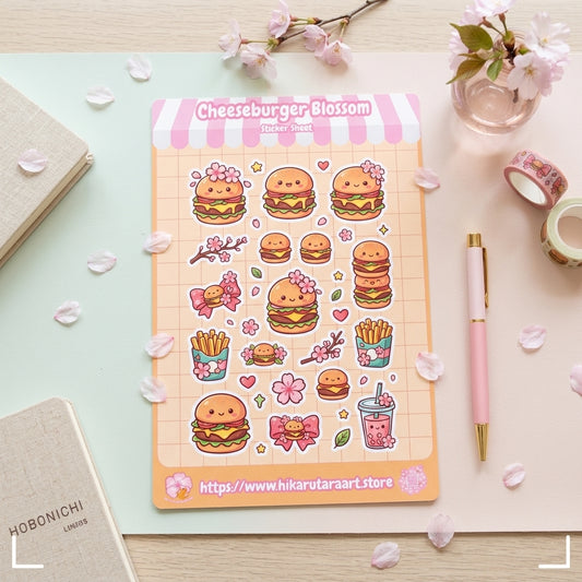 Cheeseburger Blossom Holographic Planner Sticker Sheet