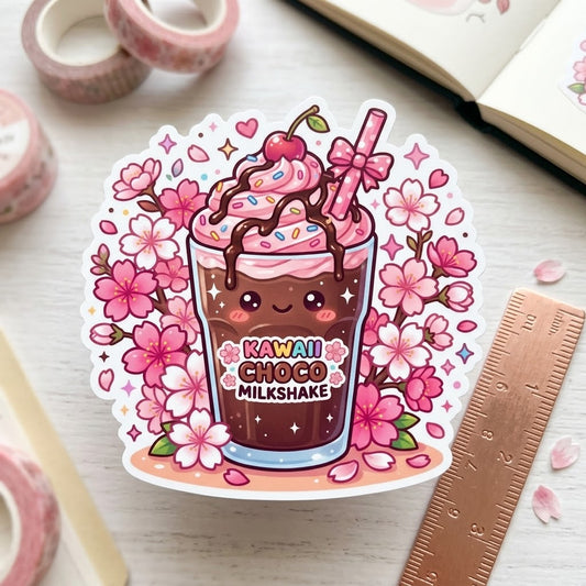 Kawaii Choco Milkshake Holographic Vinyl Sticker