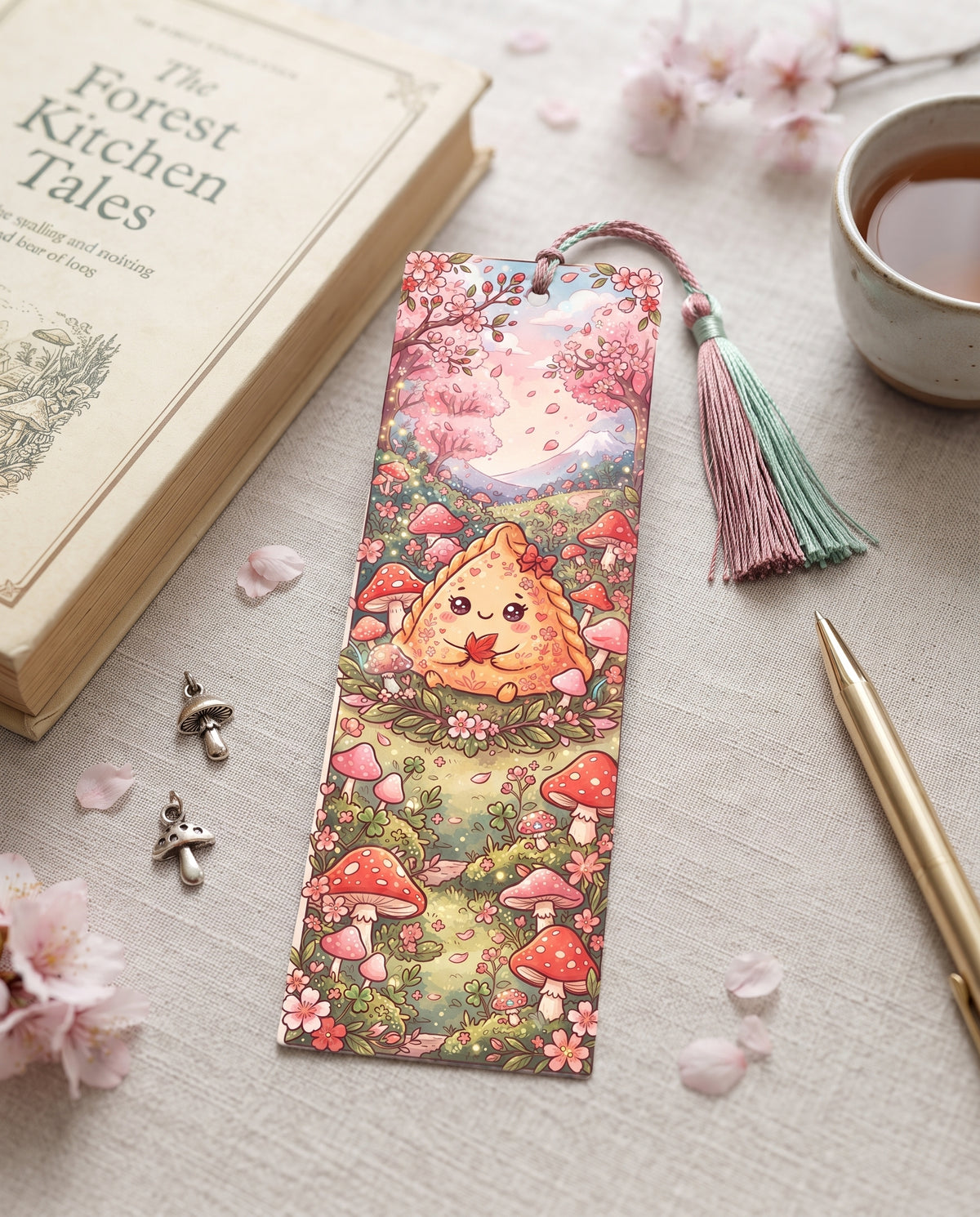 Samosa Sakura Meadow Bookmark
