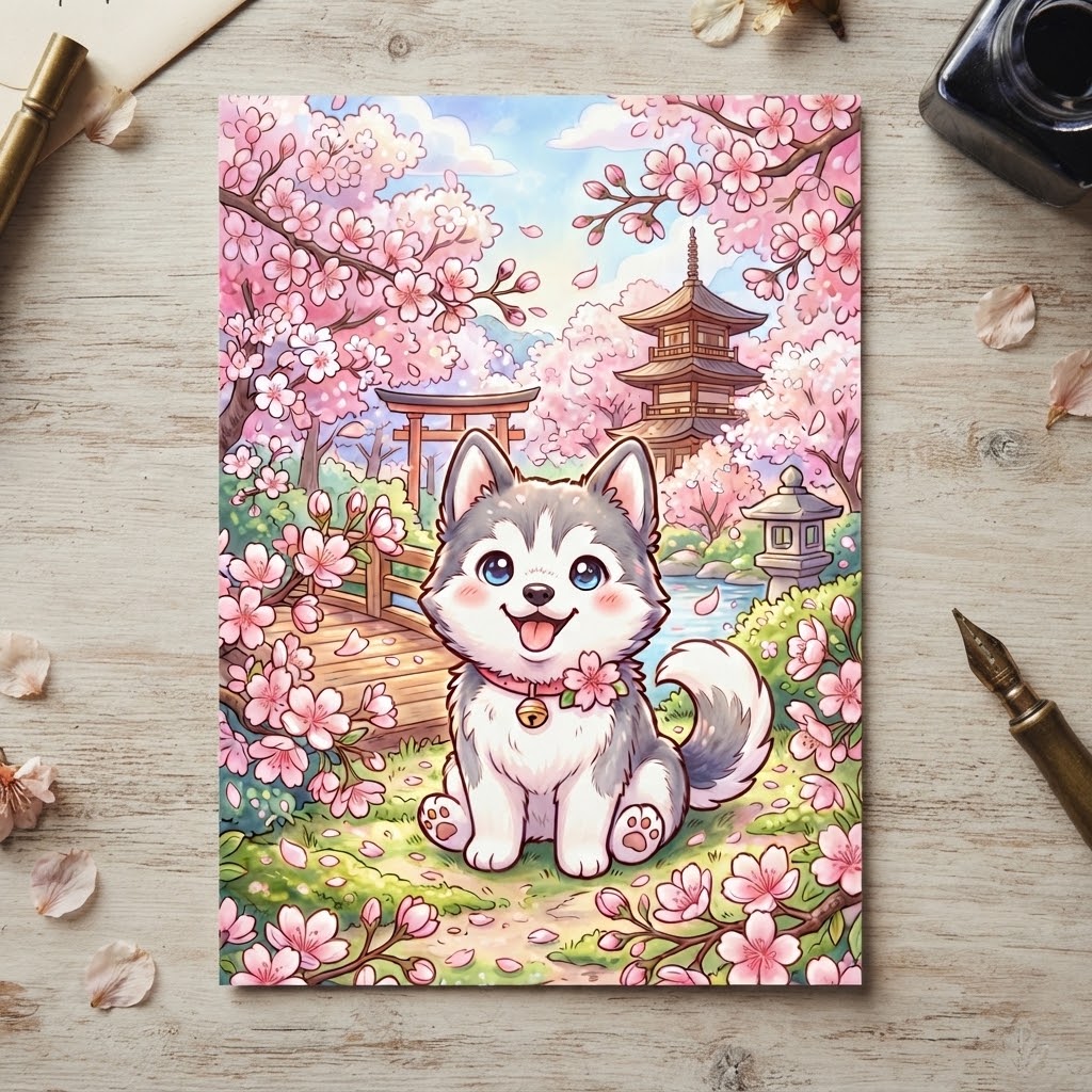 Husky Path Postcard