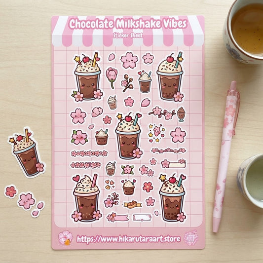 Chocolate Milkshake Vibes Holographic Planner Sticker Sheet
