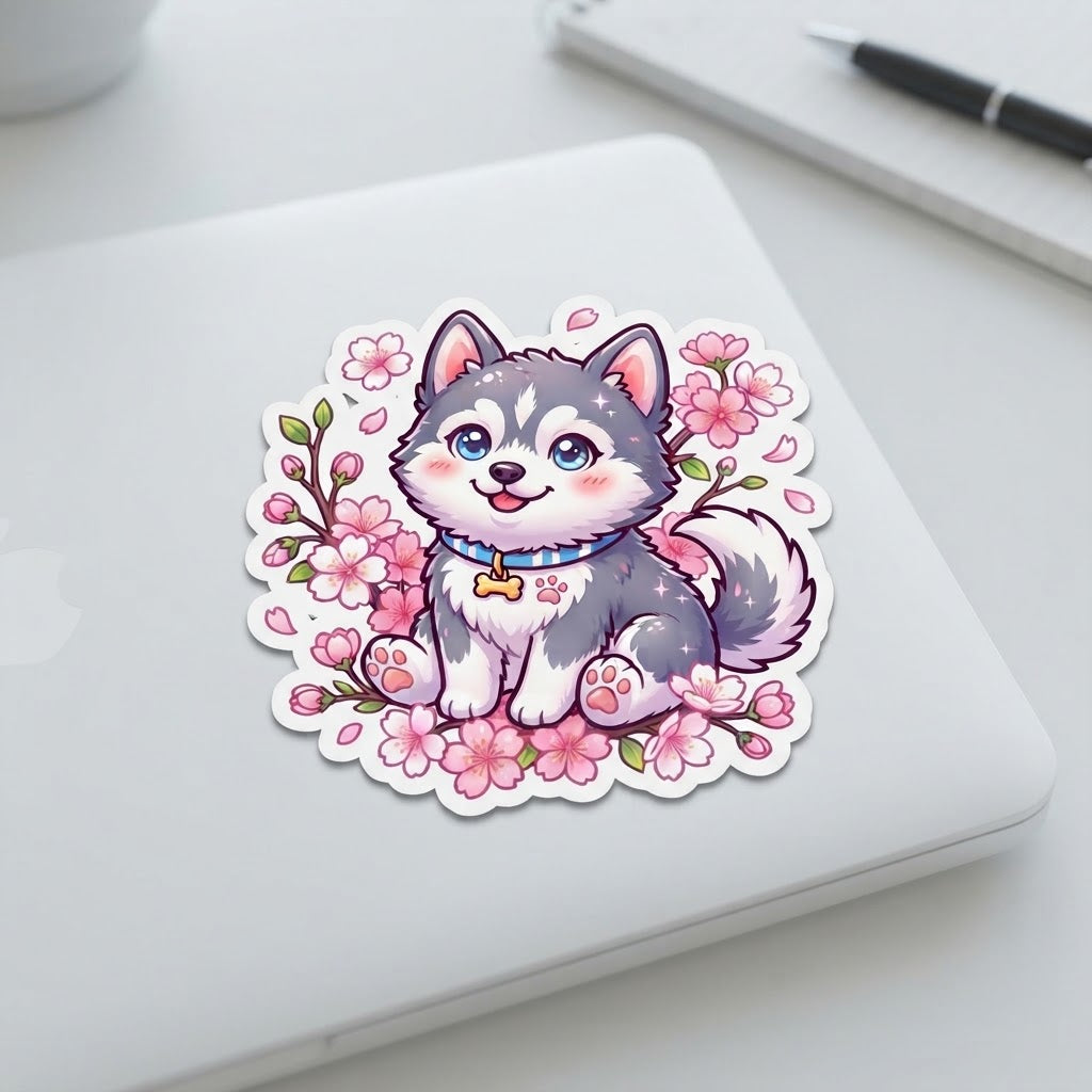 Sakura Husky Holographic Vinyl Sticker