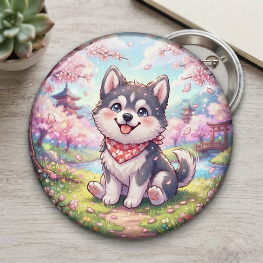 Husky Picnic Button Pin