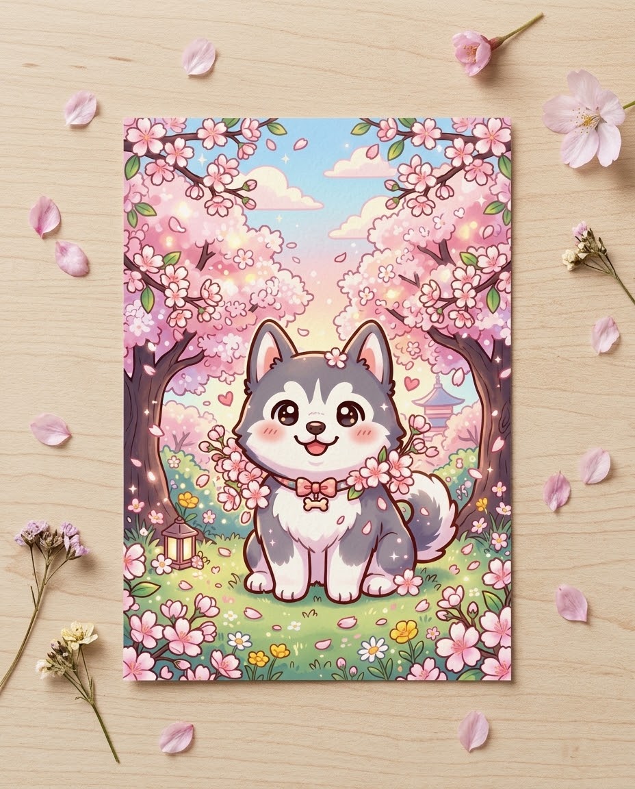 Husky Picnic Postcard