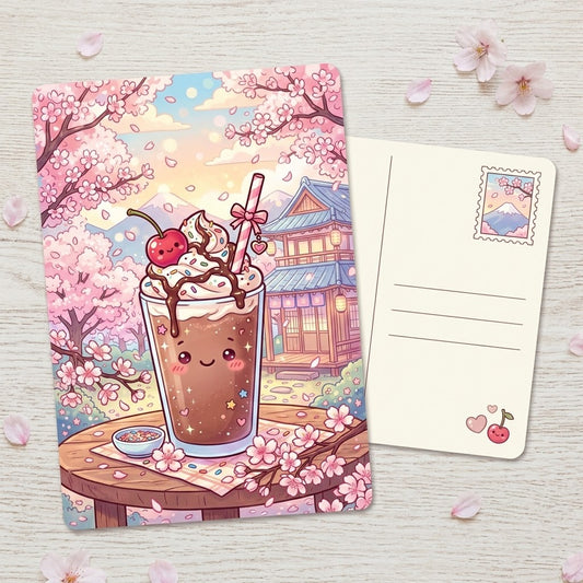 Kawaii Chocolate Milkshake Postcard