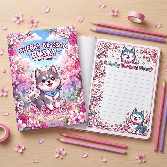 Cherry Blossom Husky Notebook