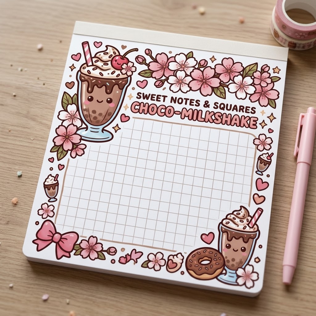 Sweet Notes & Squares Choco-Milkshake Notepad