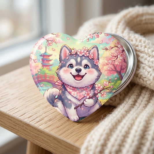 Husky Cutie Heart Button Pin