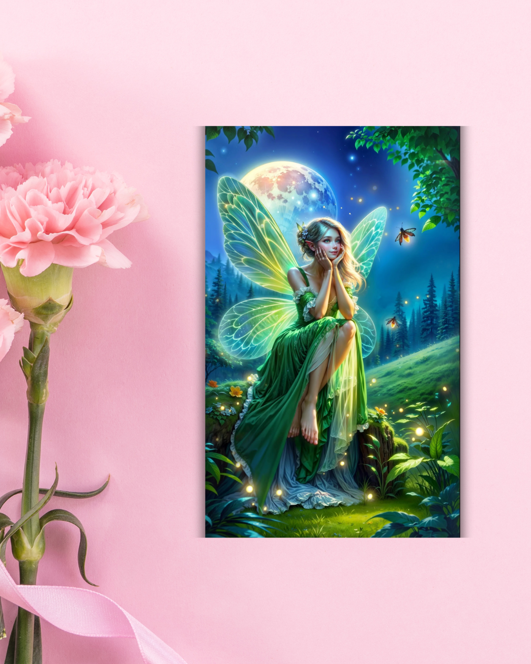 Moon Fairy Art Print Aesthetic Gift Decor