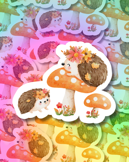 Mushroom Hedgehog Vinyl Sticker