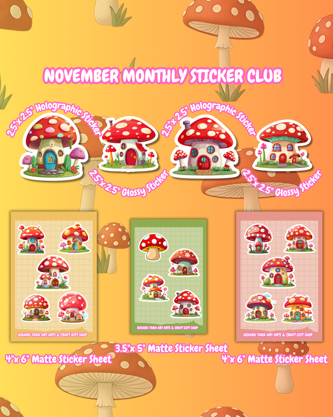 🍄November Sticker Club: Cozy Fungi🍄
