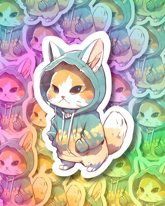 Neon Cat Vinyl Sticker