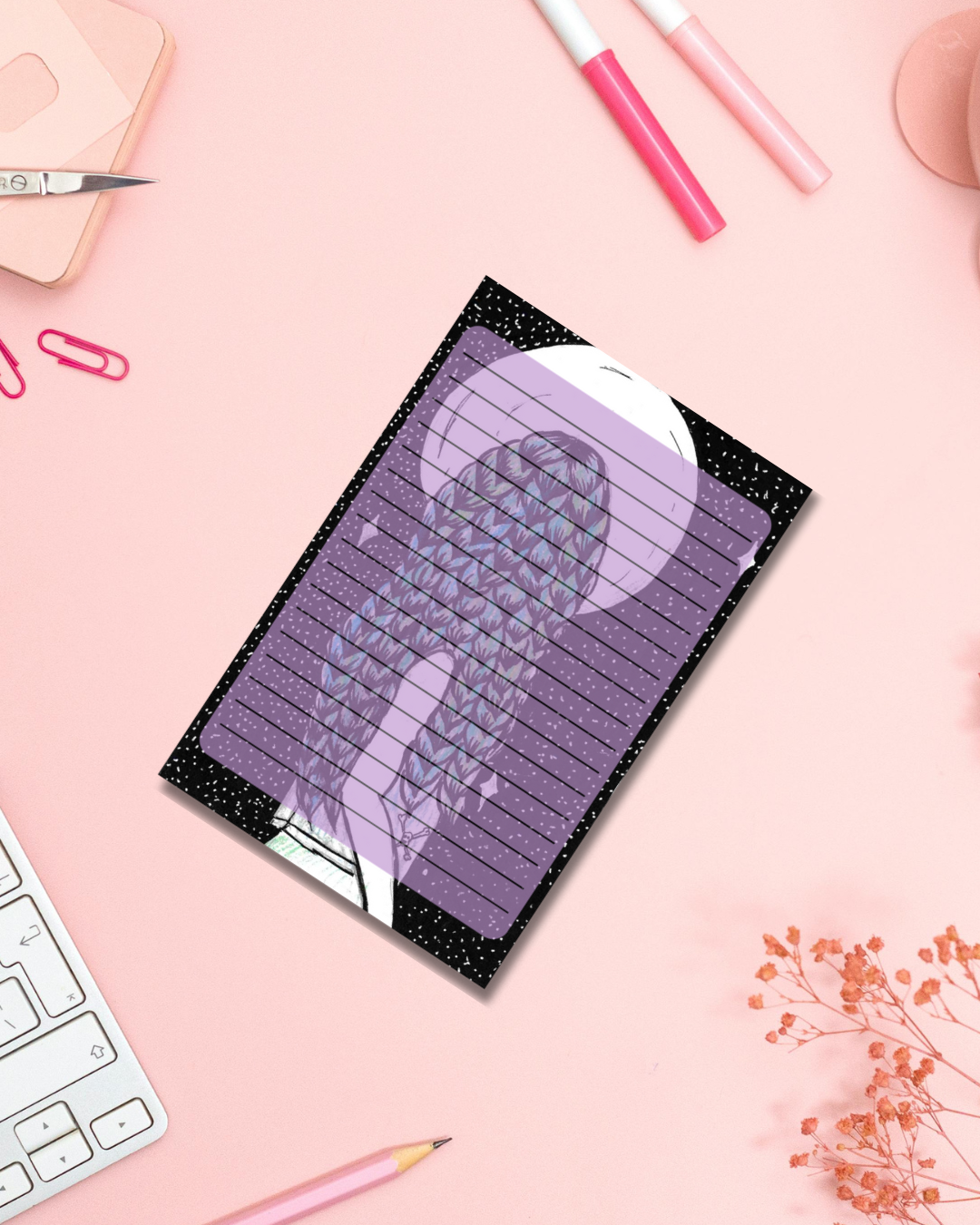 Night Girl Notepad Aesthetic Cute Stationery Gift