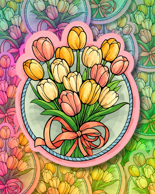 Pastel Tulips Vinyl Sticker