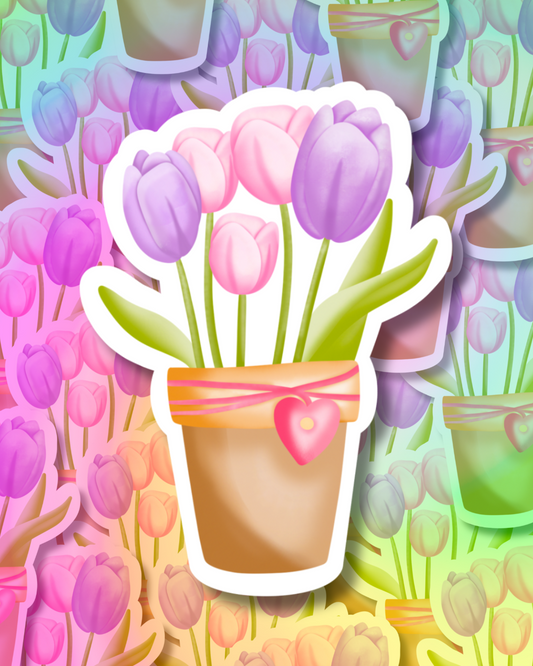 Pink-Purple Tulips Vinyl Sticker