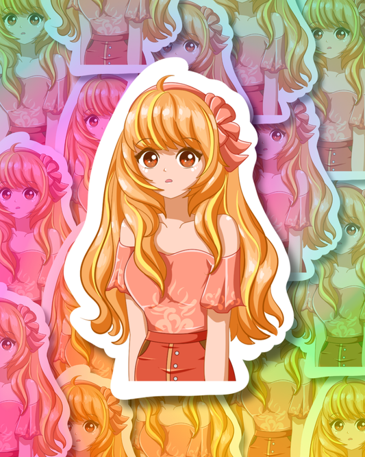 Pink Anime Girl Vinyl Sticker