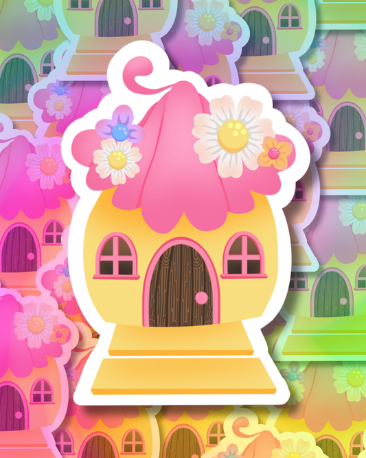 Pink Bloomed House Vinyl Sticker