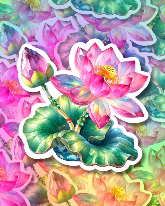 Pink Crystal Flower Vinyl Sticker