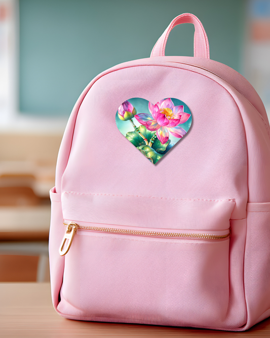 Pink Crystal Flower Heart Button Pin