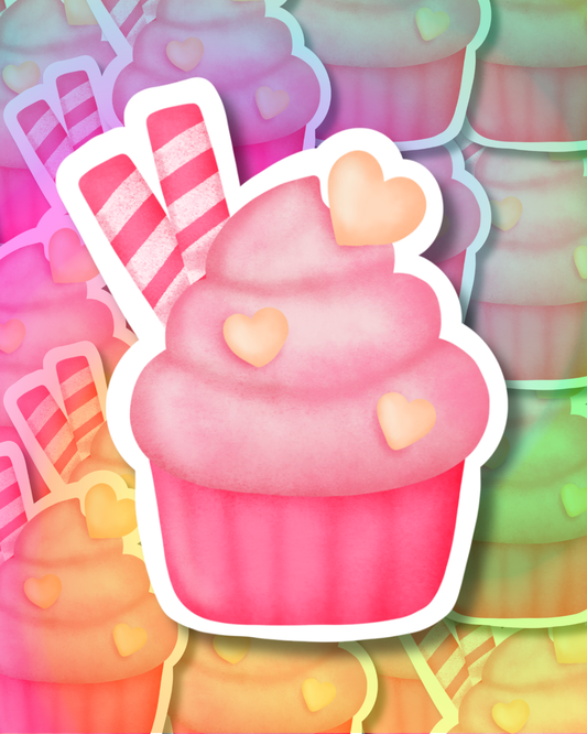 Pink Cupcake Vinyl Sticker