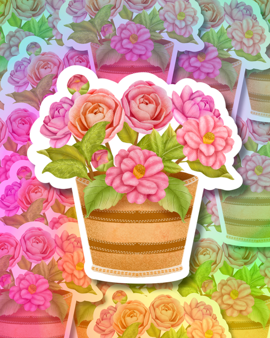 Pink Flower Vinyl Sticker
