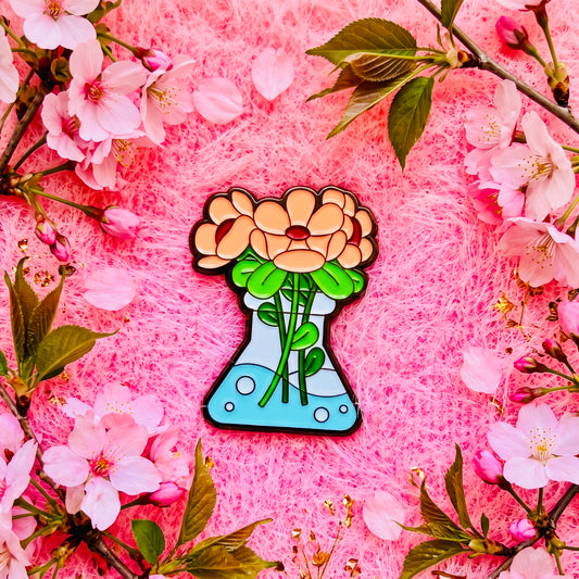 Pink Flower Bouquet Kawaii Cute Enamel Pin | Aesthetic Pastel Backpack & Jacket Lapel Pin