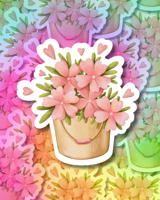 Pink Flowers Bouquet Vinyl Sticker